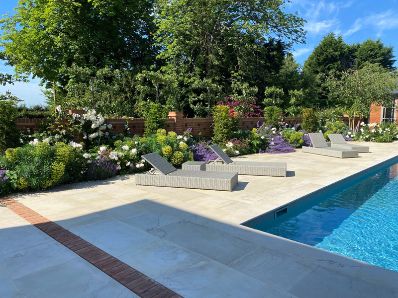 Steps with brick edging