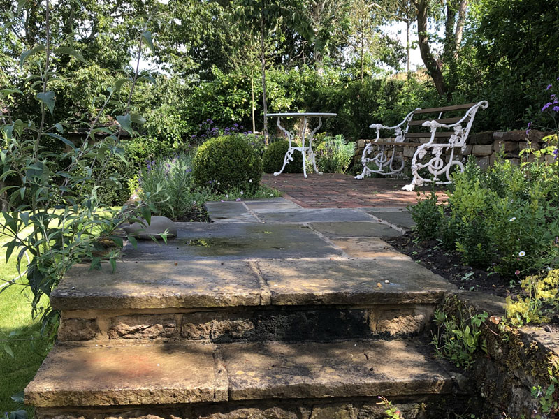 Raised terrace with seating