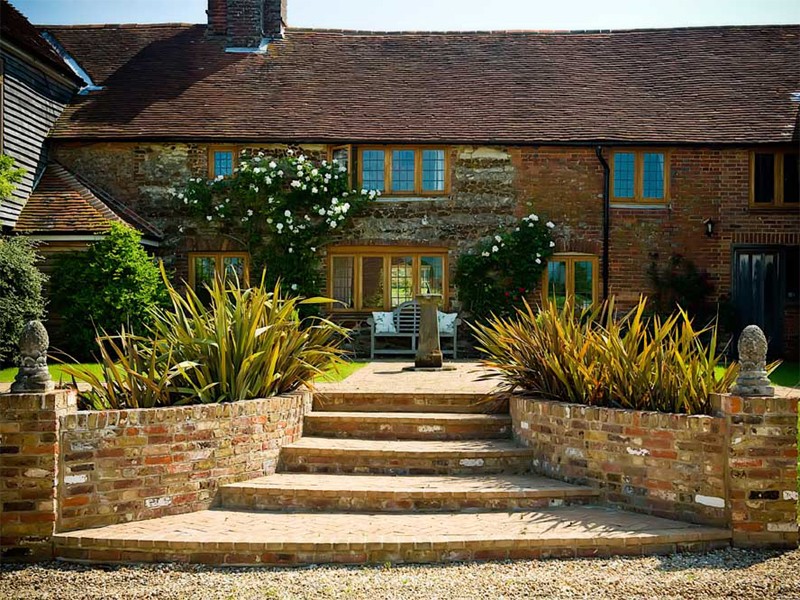 Wide steps leading to the front door